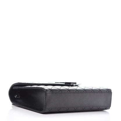 Saint Laurent Grain De Poudre Textured Mixed Matelasse Triquilt Medium Monogram Satchel Black 4 of 12