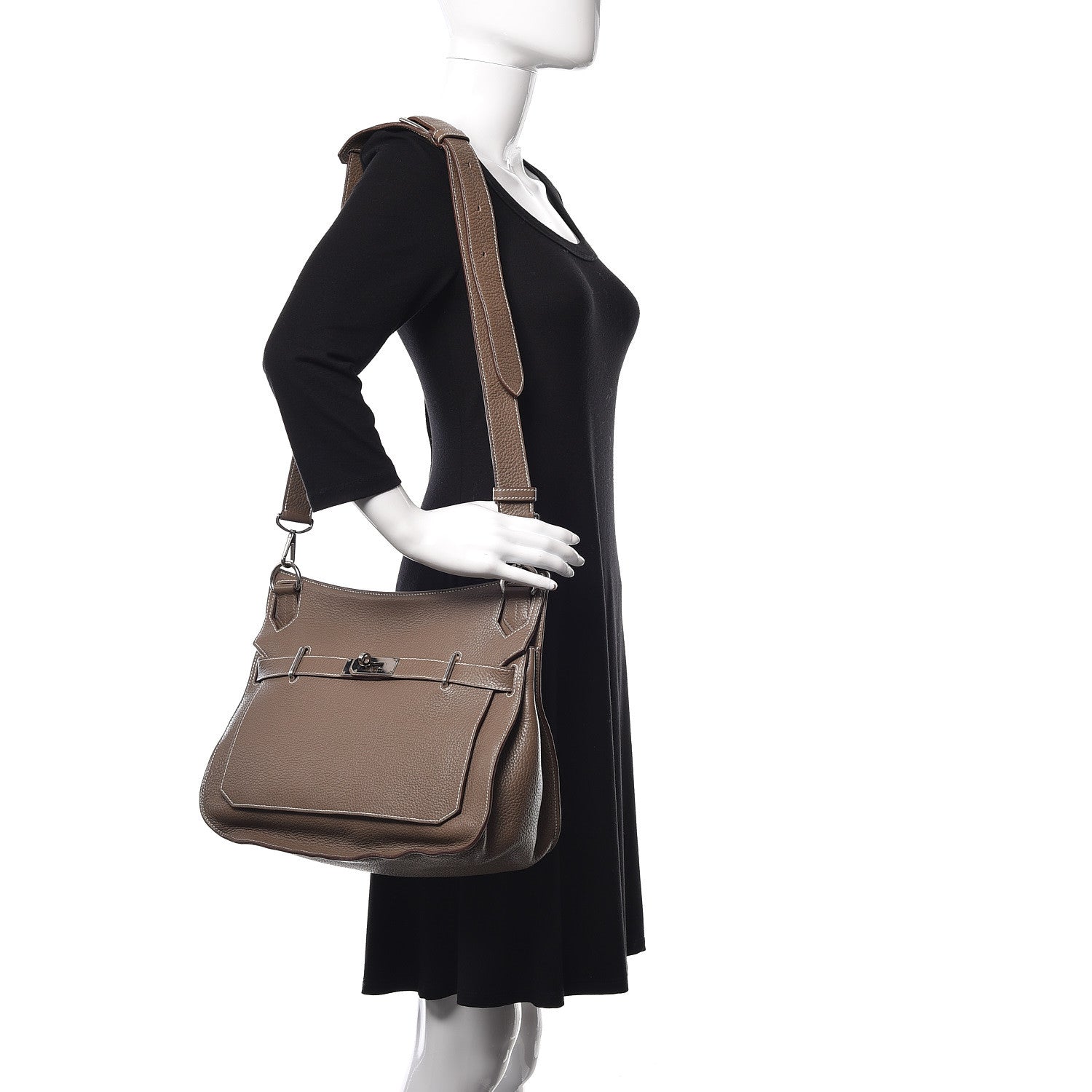 Hermes Taurillon Clemence Jypsiere 34 Etoupe 2 of 11