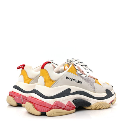 Balenciaga Mesh Nubuck Womens Triple S Sneakers 39 White Gris Jaune Rose 4 of 6