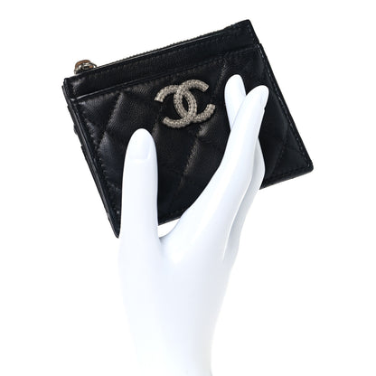 Chanel Lambskin Quilted CC Zip Card Holder Black 2 of 8