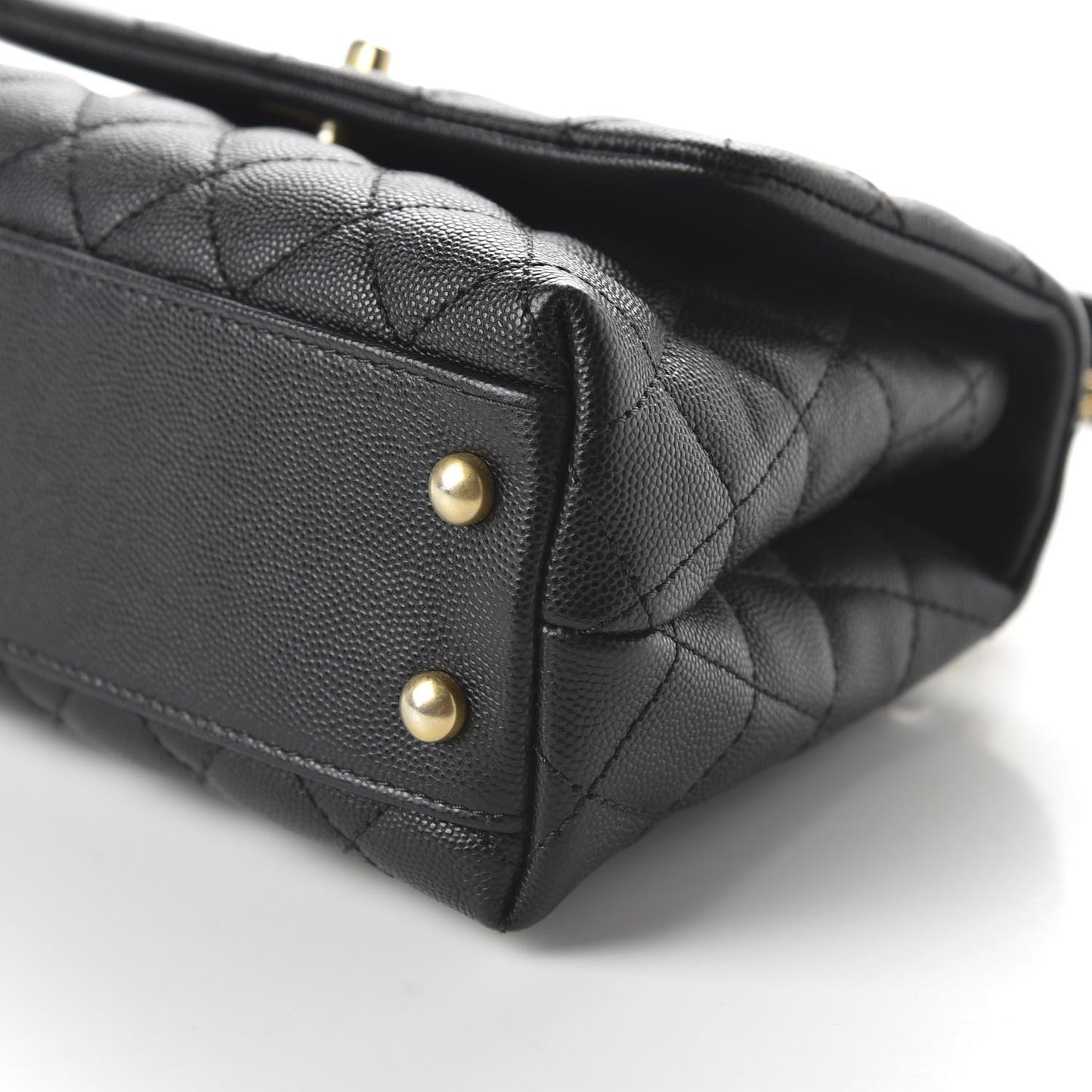 Caviar Lizard Embossed Quilted Mini Coco Handle Flap Black
