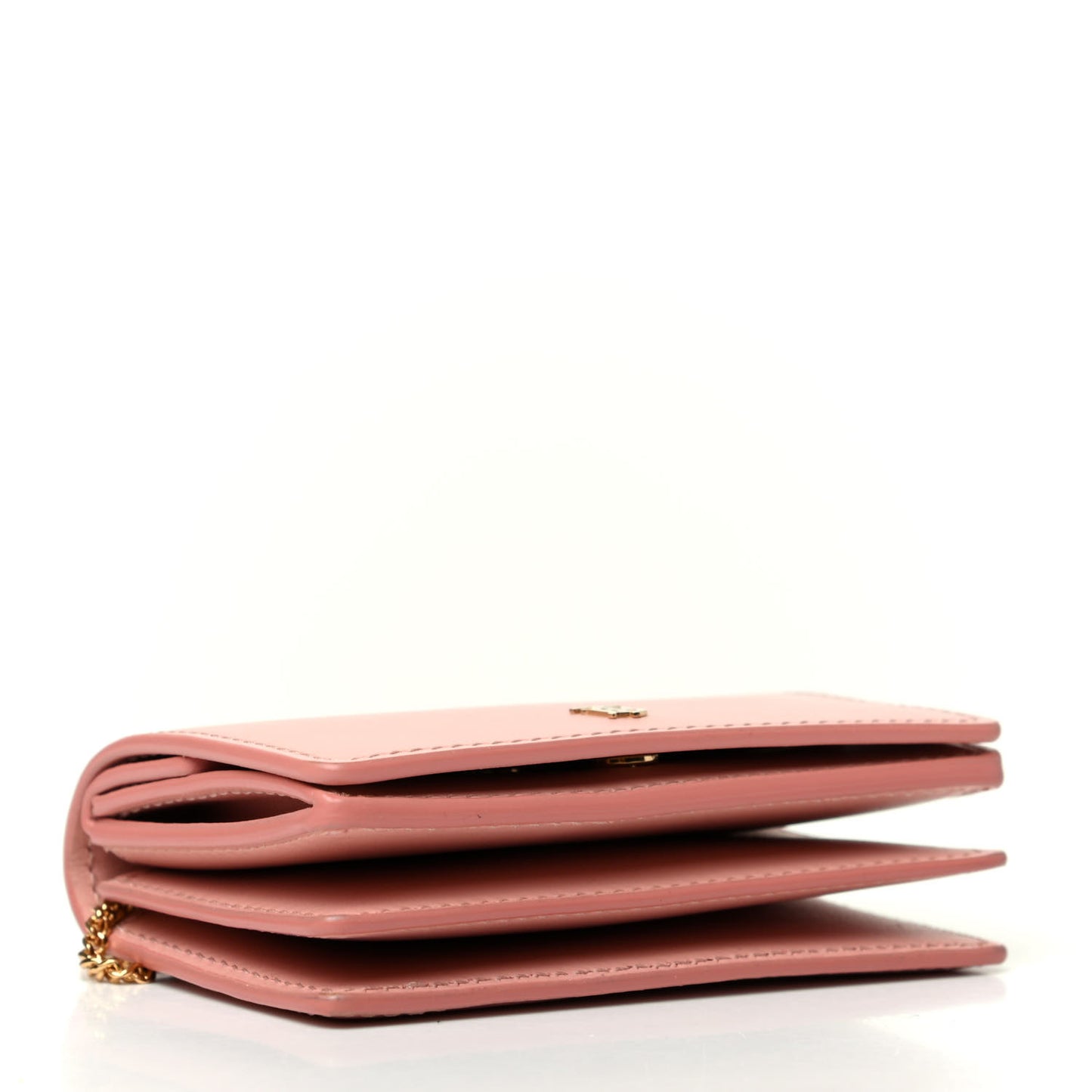 Calfskin Jessie Chain Card Case Blush Pink