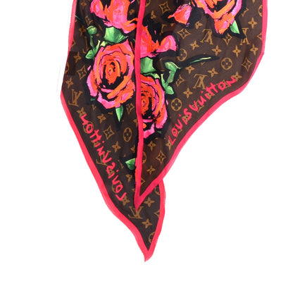 Louis Vuitton Silk Monogram Roses Scarf Marron 3 of 4