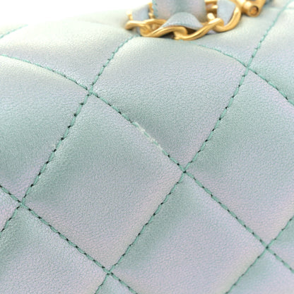 Chanel Iridescent Lambskin Quilted Baywatch Top Handle Flap Light Blue 12 of 12