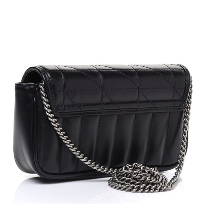 Gucci Calfskin Matelasse Aria Super Mini GG Marmont Shoulder Bag Black 2 of 9