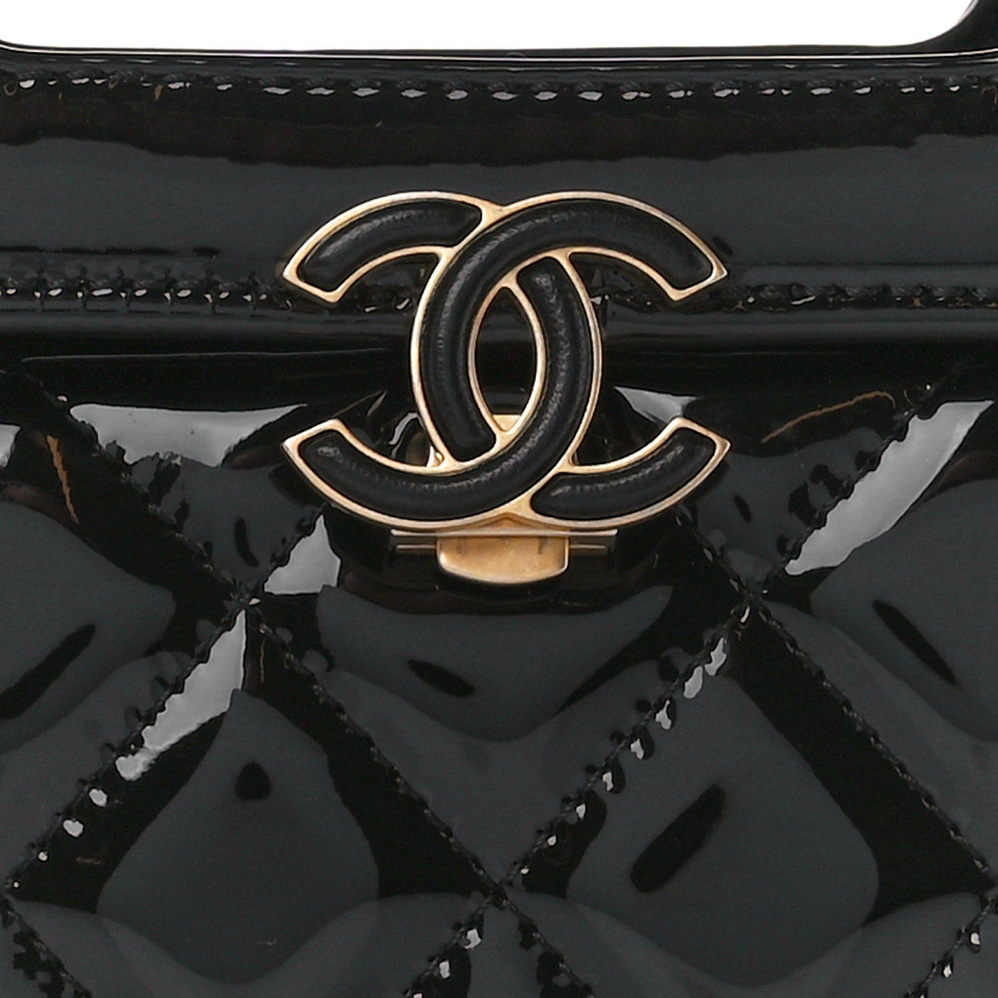 Patent Quilted Mini Graphic Catch Flap Black