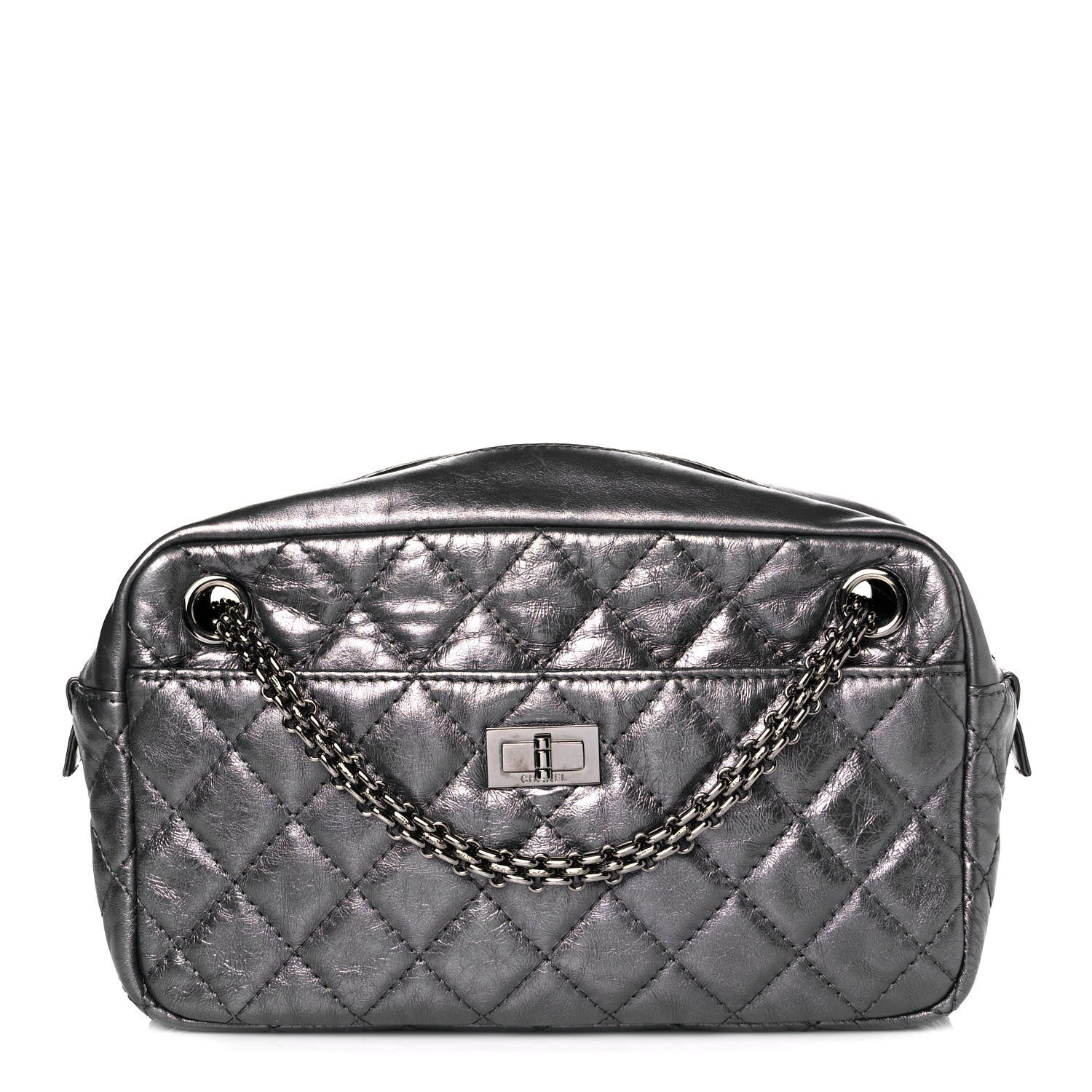 Chanel Metallic Aged Calfskin Quilted Medium Reissue Camera Case Dark Silver 1 of 8