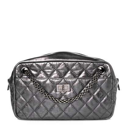 Chanel Metallic Aged Calfskin Quilted Medium Reissue Camera Case Dark Silver 1 of 8