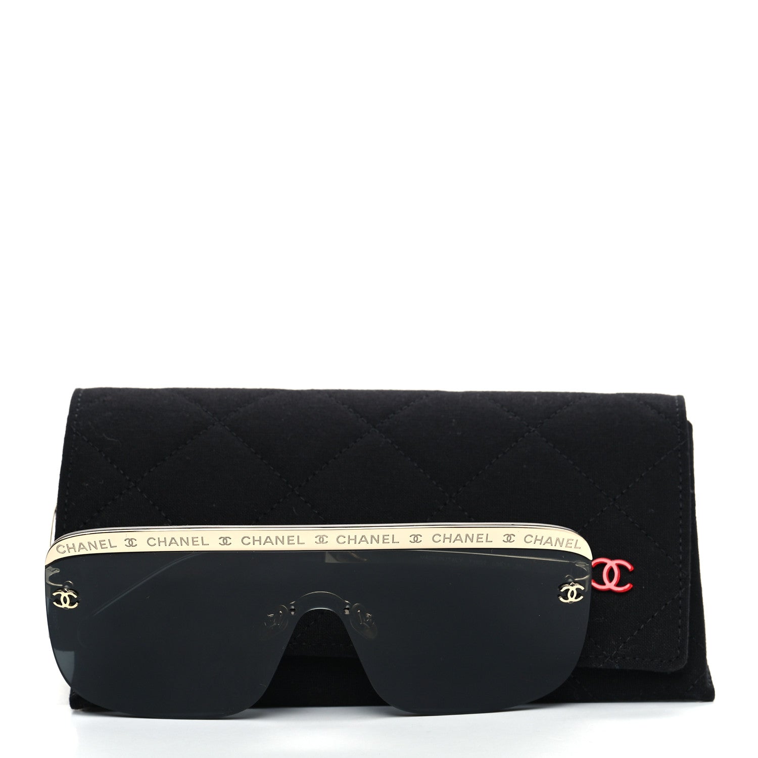 Chanel Metal Shield Sunglasses Gold Grey 7 of 7