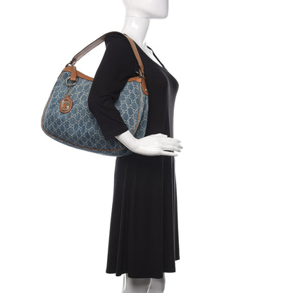 Gucci Denim Monogram Medium Sukey Hobo Blue 2 of 13