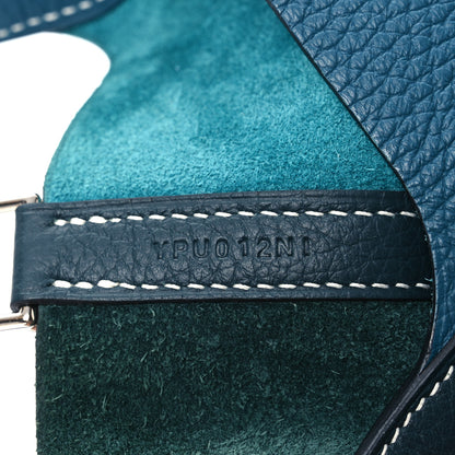 Hermes Taurillon Clemence Casaque Picotin Lock 18 PM Vert Bosphore Vert Cypress 7 of 11