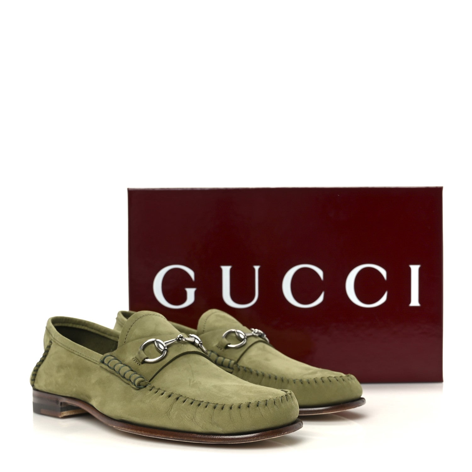 Gucci Nubuck Womens Horsebit Loafers 38.5 Herbs Light Green 9 of 9