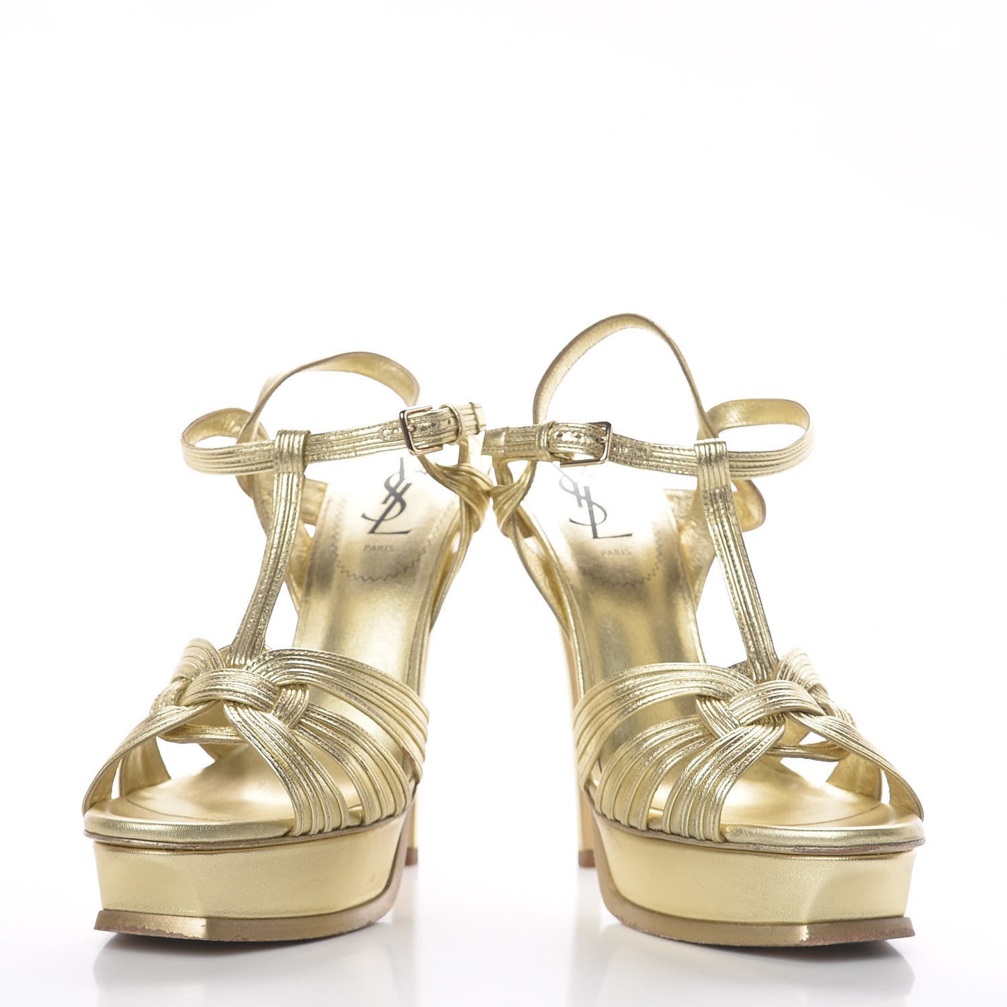 Metallic Nappa Tribute 105 Platform Sandals 38.5 Gold