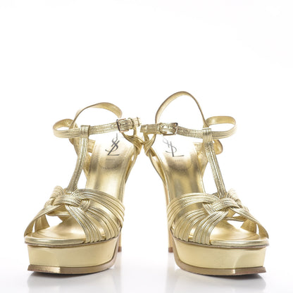 Saint Laurent Metallic Nappa Tribute 105 Platform Sandals 38.5 Gold 12 of 14