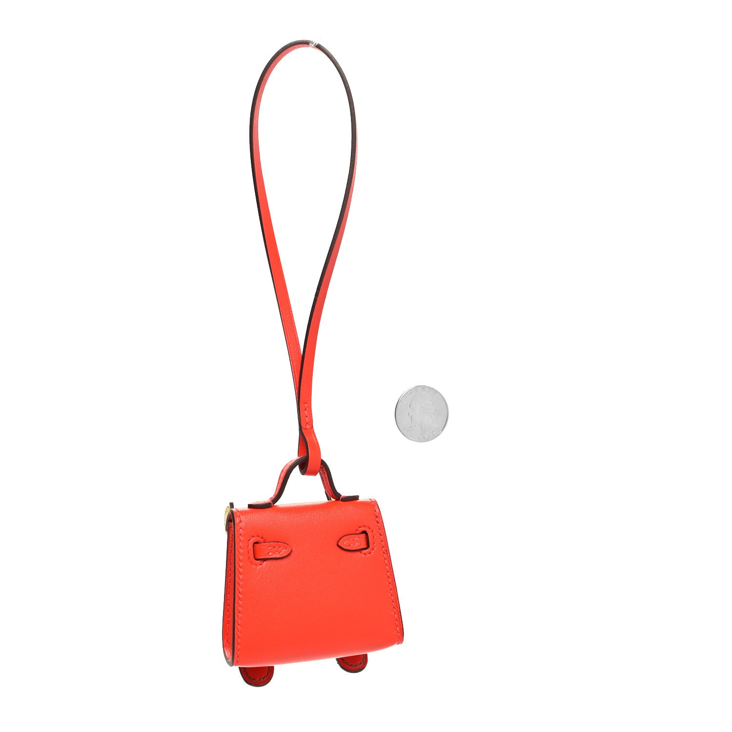 Hermes Tadelakt Chevre Mysore Kelly Quelle Idole Bag Charm Capucine Jaune De Naples Vert Vertigo Zanzibar 2 of 6