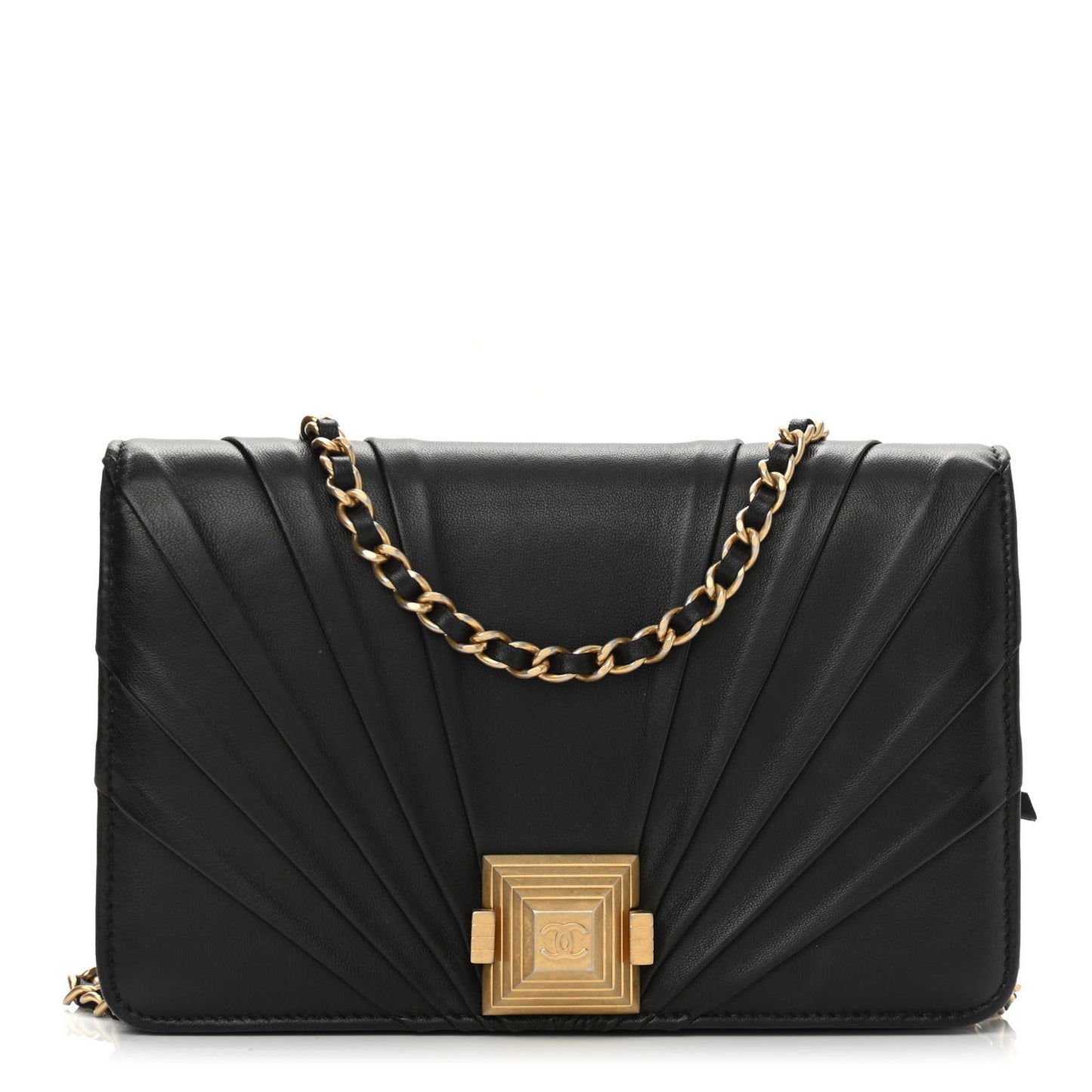 Lambskin Pyramid Wallet On Chain WOC Black