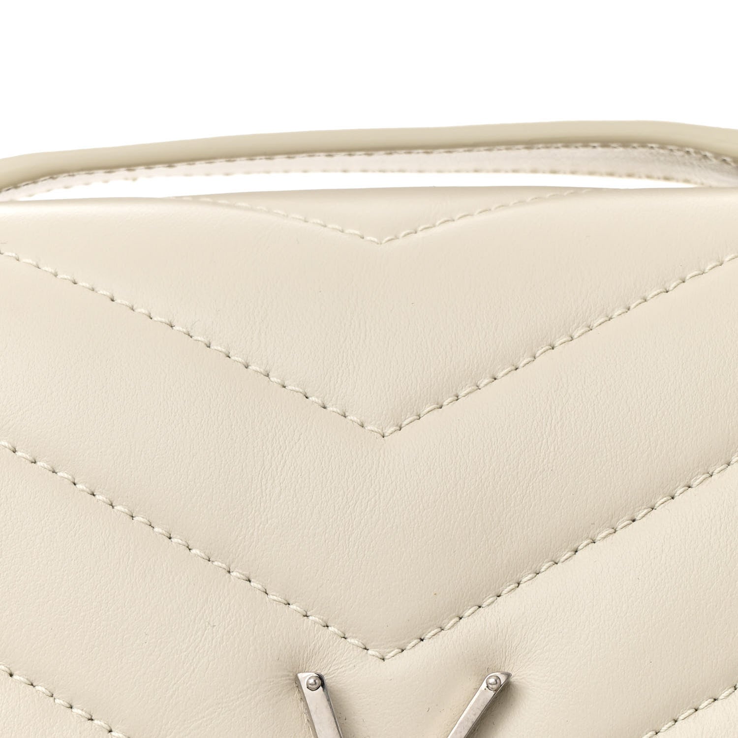 Saint Laurent Calfskin Y Quilted Monogram Medium Loulou Chain Satchel Crema Soft 9 of 11