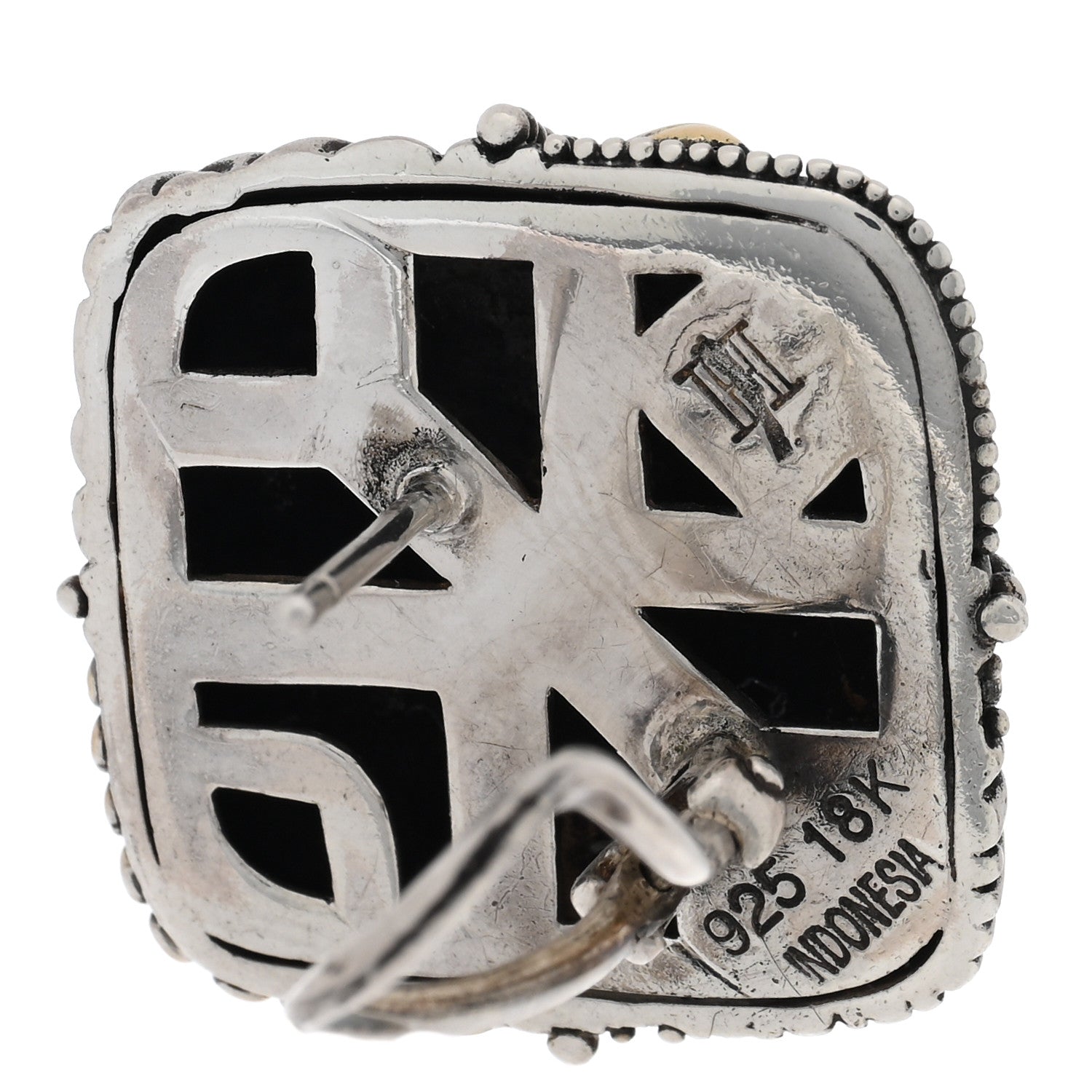 John Hardy Sterling Silver 18K Yellow Gold Square Dot Earrings 4 of 4