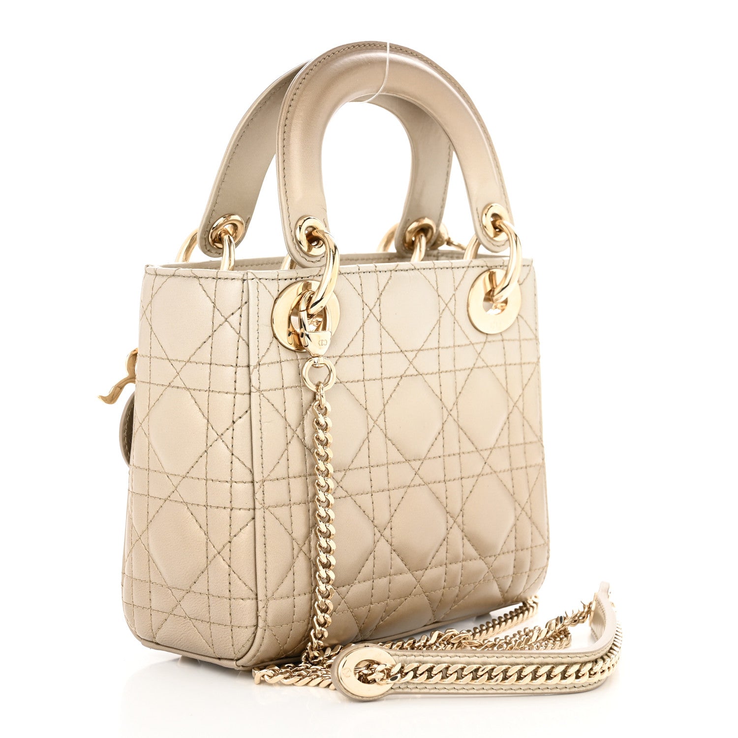 Christian Dior Metallic Lambskin Cannage Mini Lady Dior Gold 3 of 14