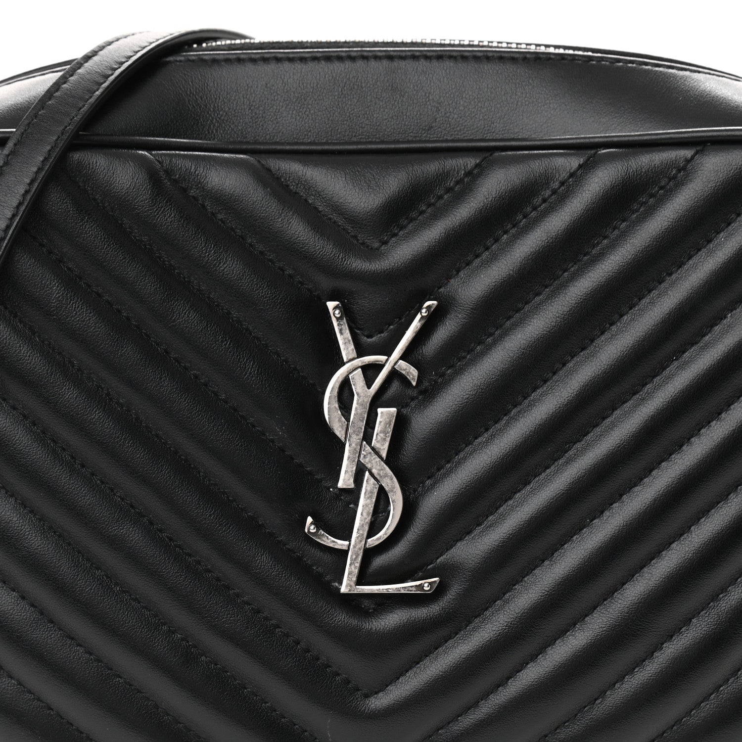 Saint Laurent Calfskin Matelasse Monogram Lou Camera Bag Black 8 of 13