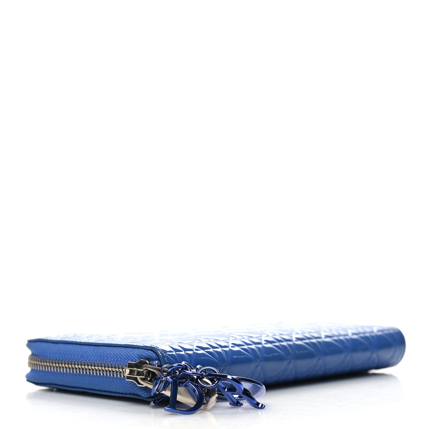 Christian Dior Patent Cannage Large Lady Dior Continental Zip Wallet Blue 4 of 10