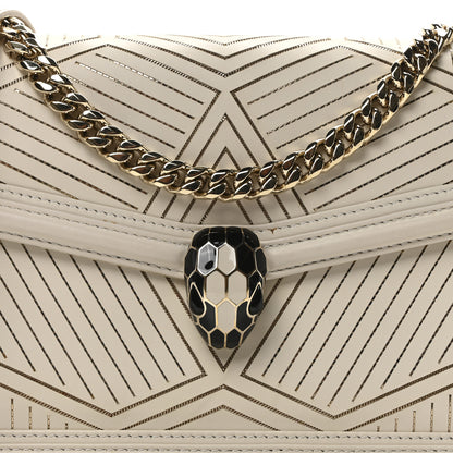 Bulgari Nappa Serpenti Forever Chain Diamond Blast Shoulder Bag Ivory Gold 7 of 9