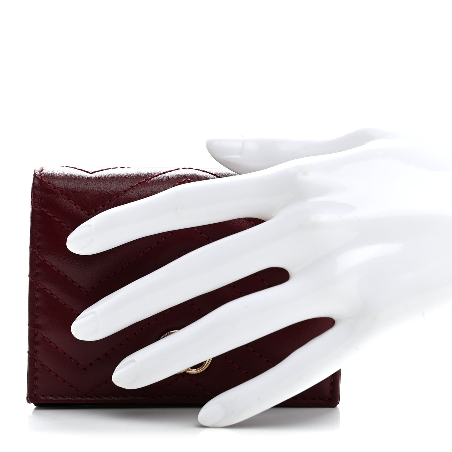 Calfskin Matelasse GG Marmont Card Case Wallet Rosso Ancora