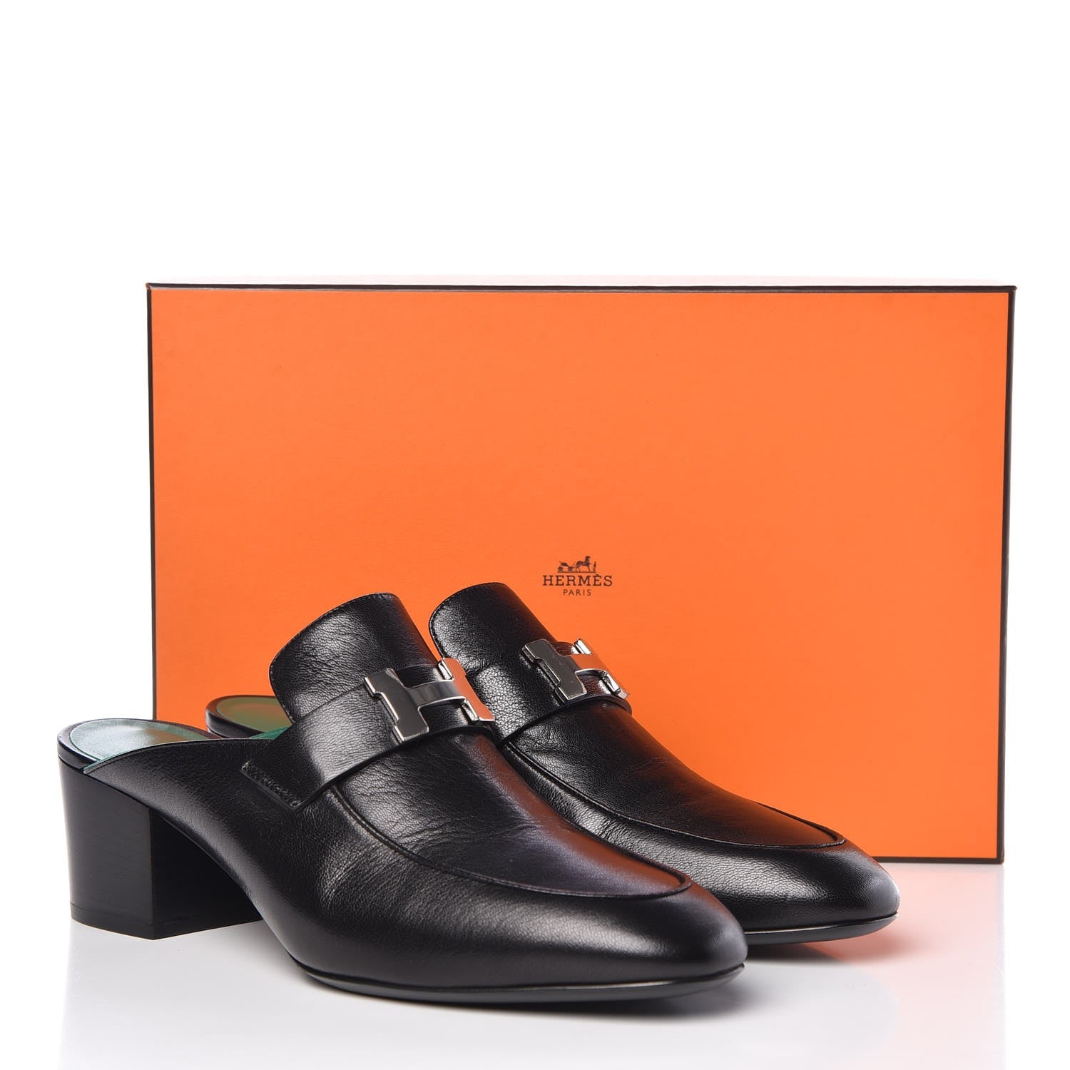 Hermes Goatskin Paradis Mules 40 Black 9 of 9