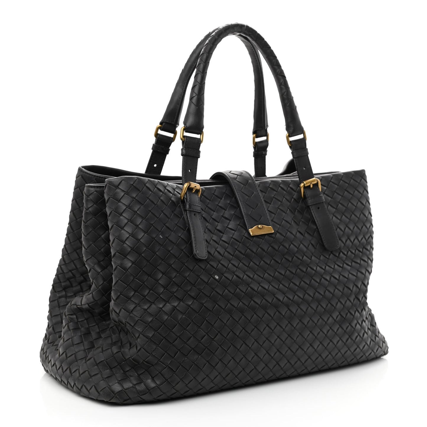 Nappa Intrecciato Medium Roma Tote Black