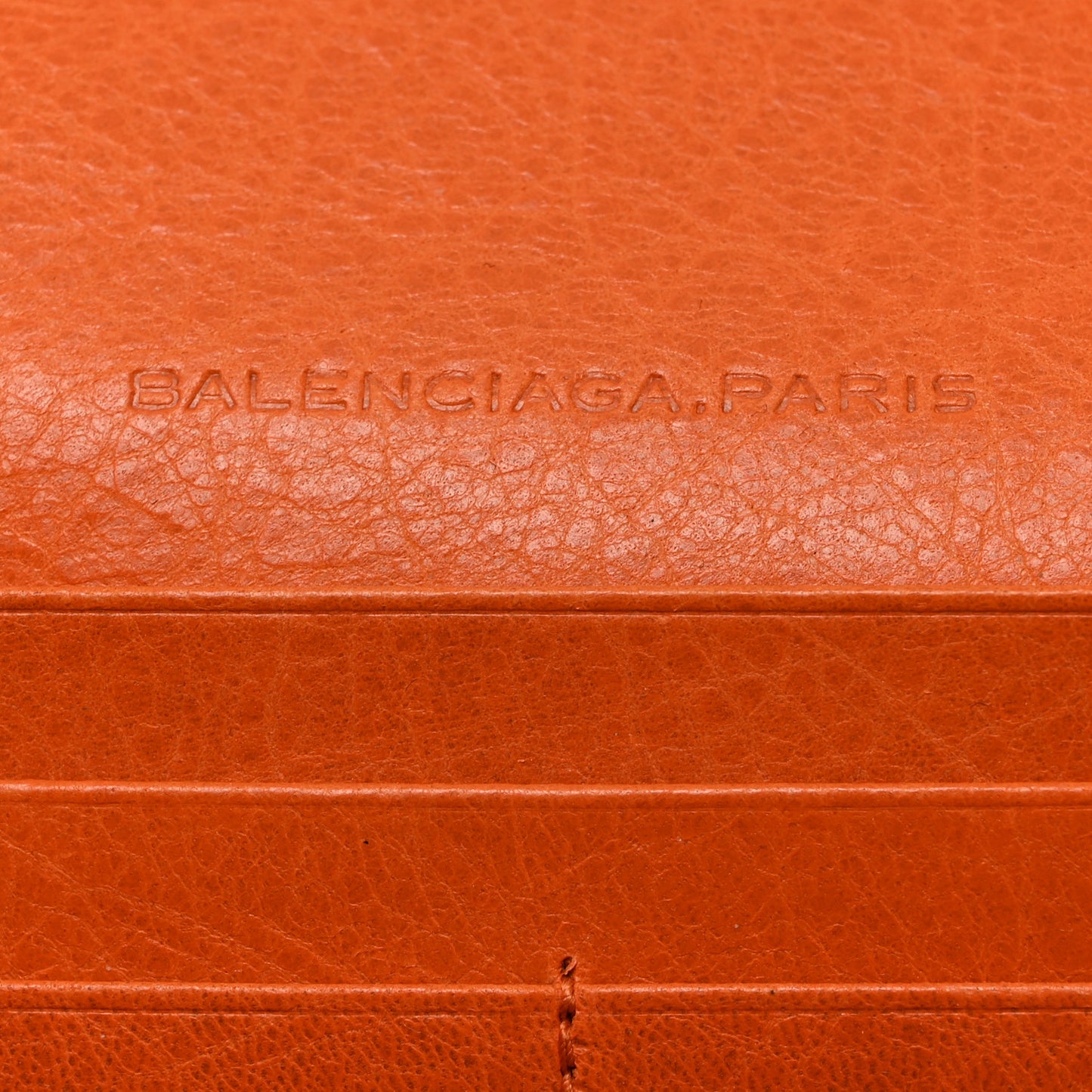 Agneau Giant 12 Gold Hardware Money Wallet Tangerine
