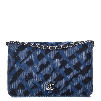 Chanel Denim Velvet Wallet On Chain WOC Blue 1 of 7