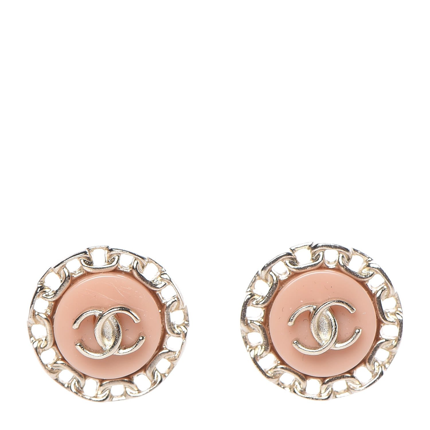 Chanel Resin CC Earrings Pink Gold 1 of 5