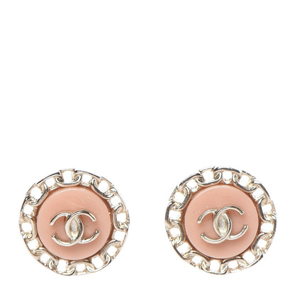 Chanel Resin CC Earrings Pink Gold 1 of 5