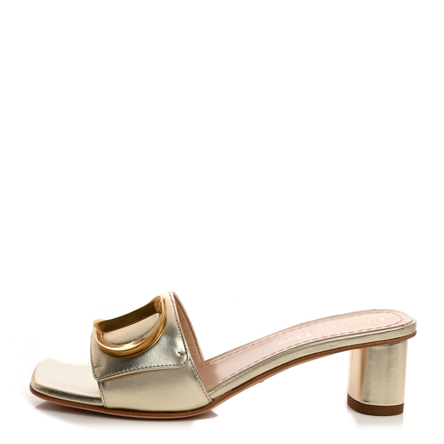 Laminated Lambskin C'est Dior 50mm Slide Sandals 35.5 Light Gold
