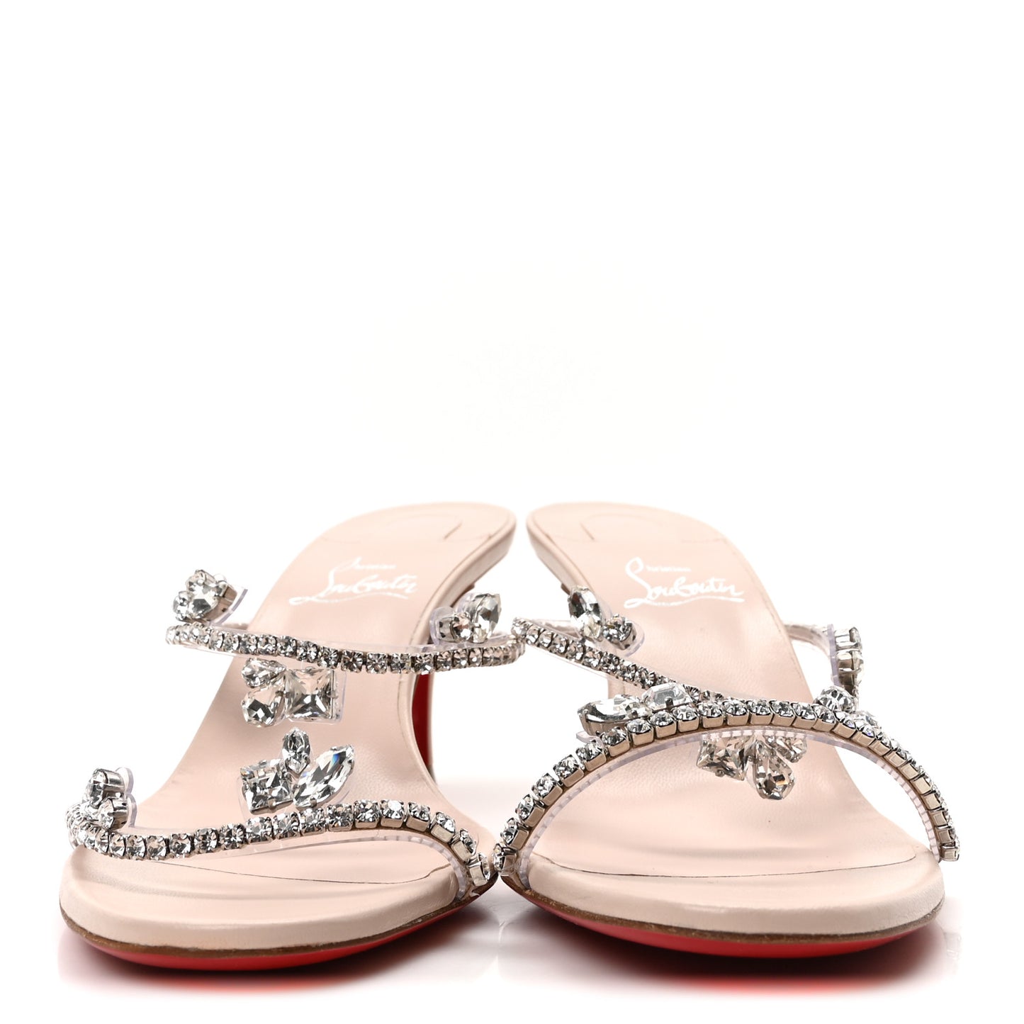 Calfskin PVC Crystal Just Queen 70 Sandals 39.5 Leche