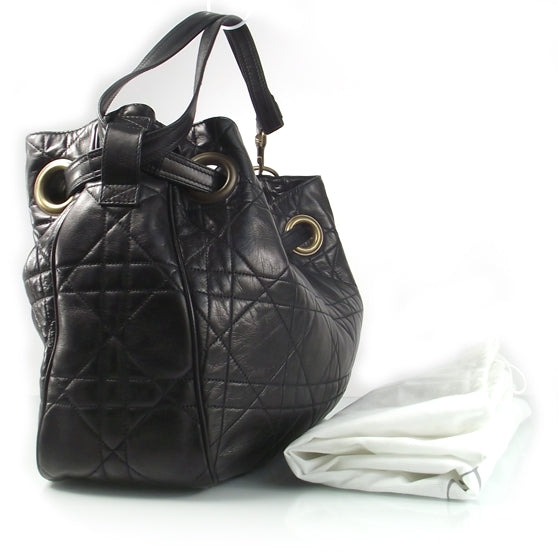Christian Dior Leather Medium Cannage Tote Black 3 of 9