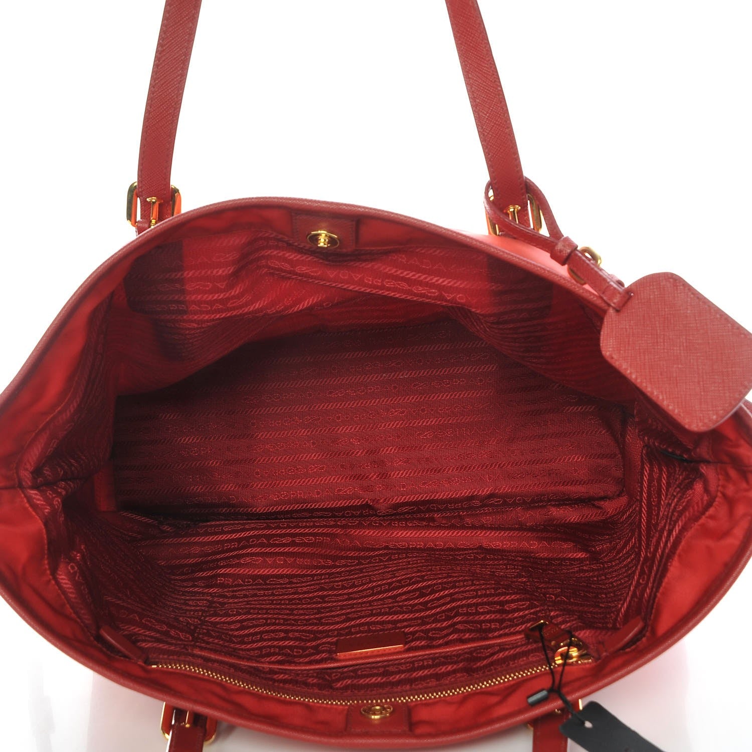Prada Tessuto Nylon Saffiano Tote Rosso 5 of 7