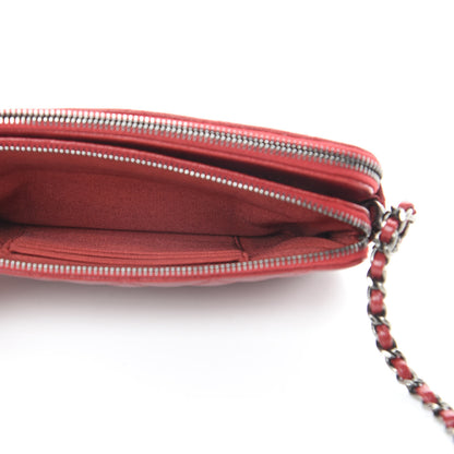 Chanel Caviar Quilted Small Clutch With Chain Red 7 of 17
