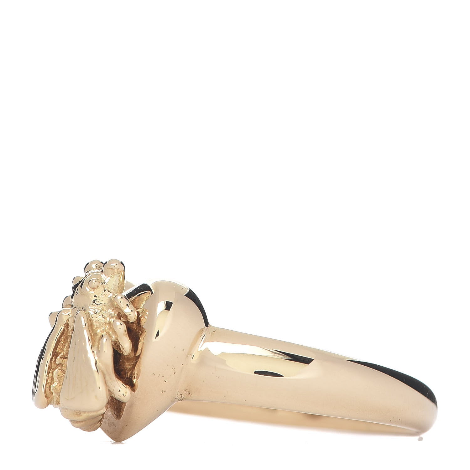 Gucci 18K Yellow Gold Bee Heart Ring 54 6.75 3 of 5