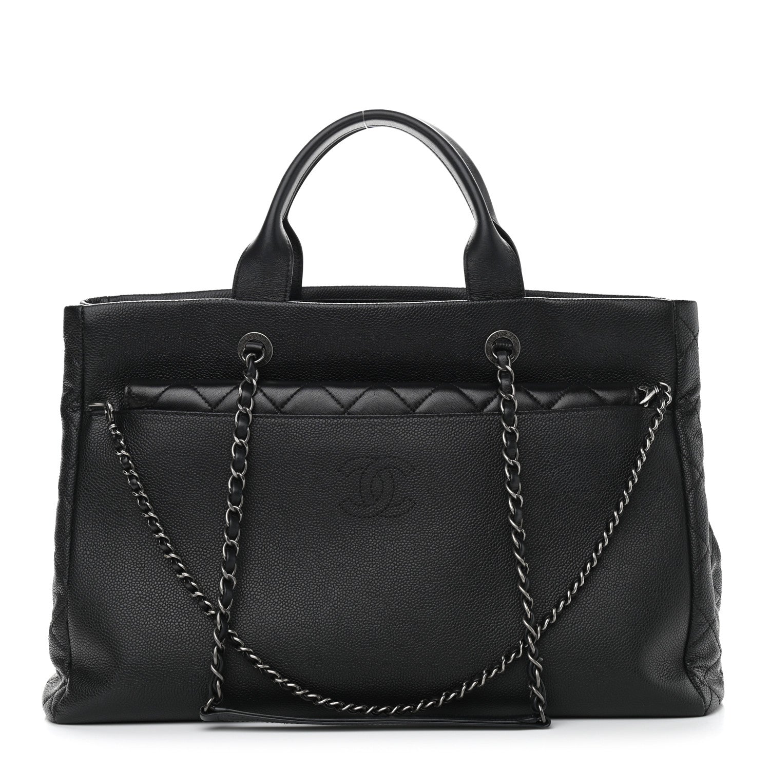 Chanel Caviar Lambskin Quilted Large Coco Break Shopping Bag Black 1 of 13