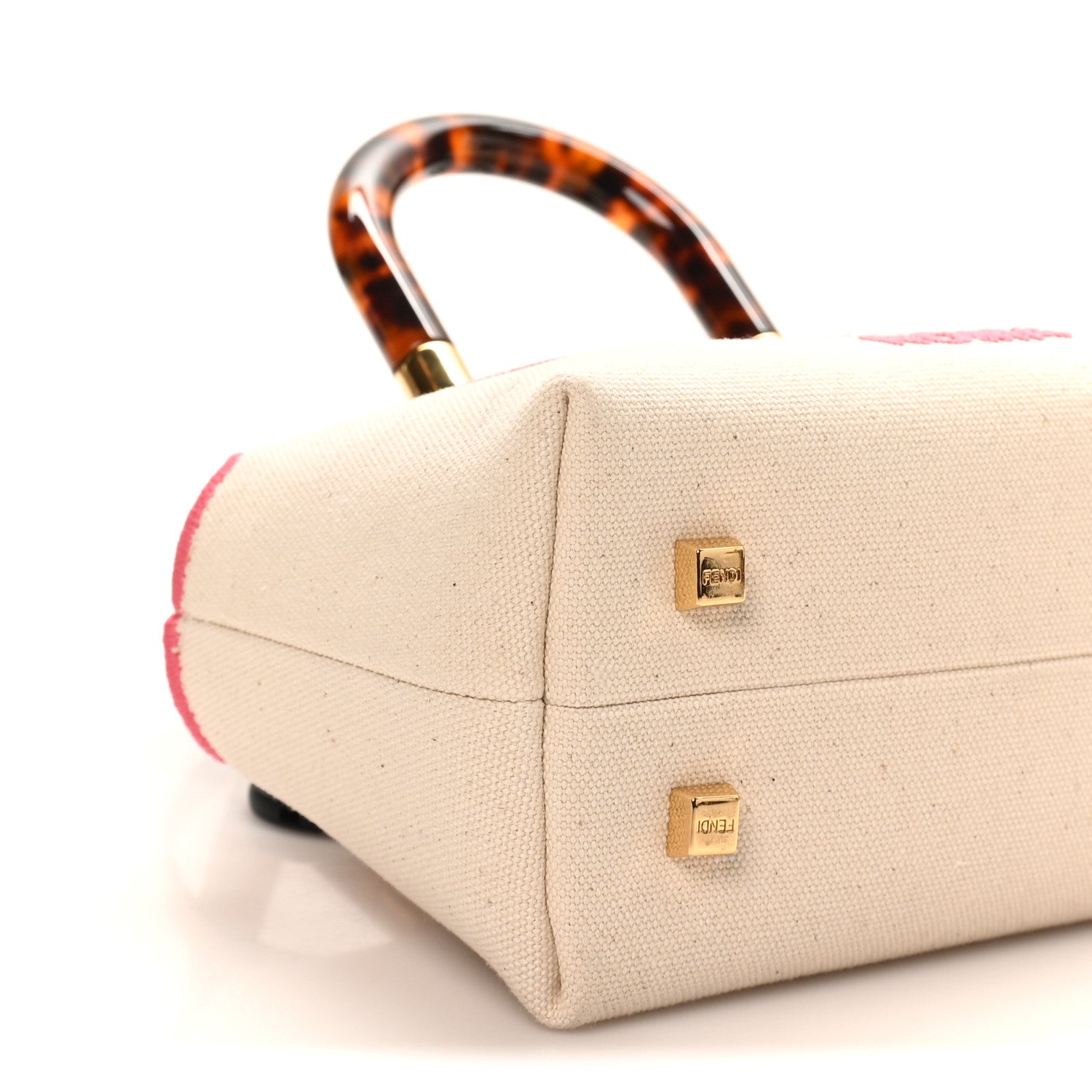 Fendi Canvas Vitello King Plexiglass Logo Embroidered Mini By The