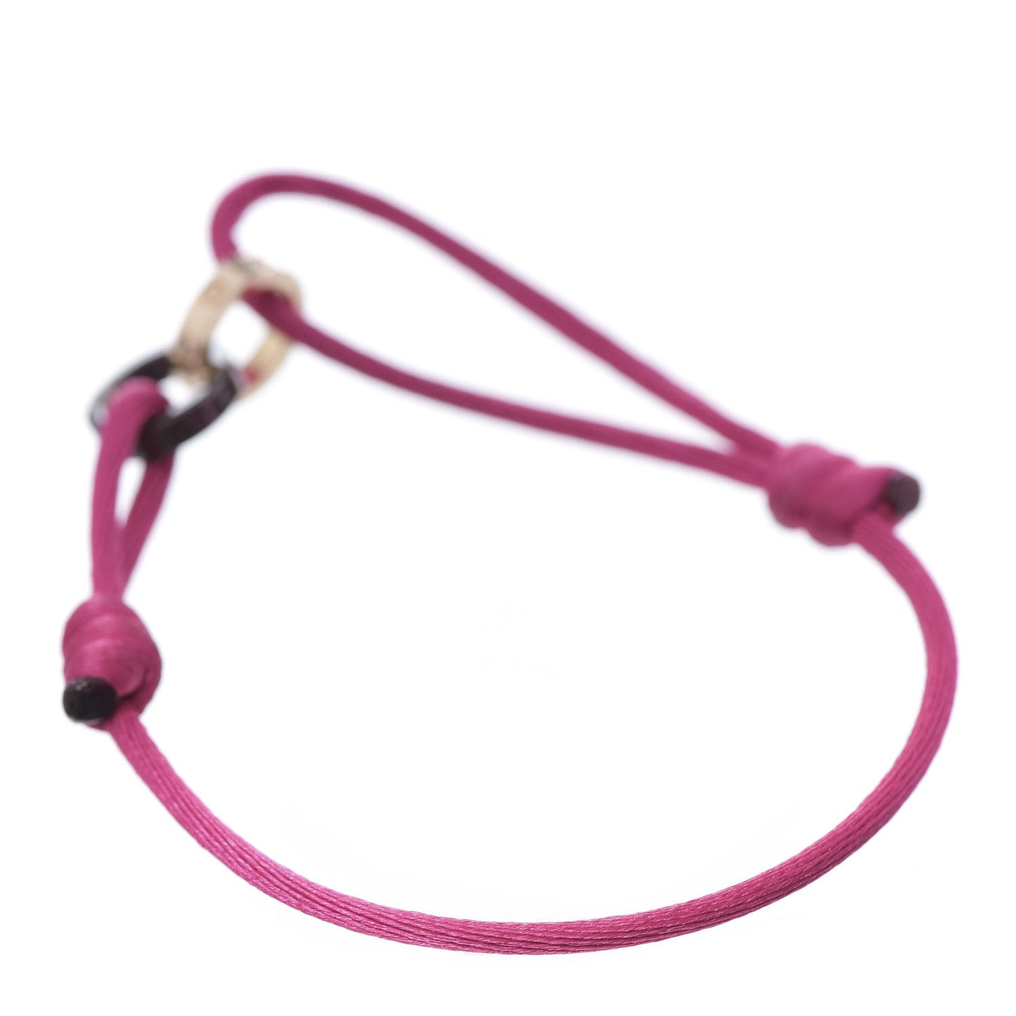 18K Pink Gold Ceramic 4 Diamond LOVE Cord Bracelet Hot Pink