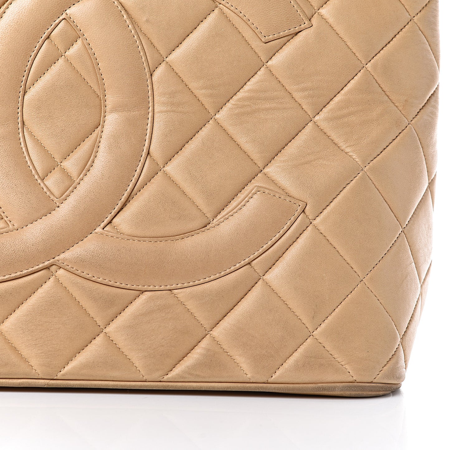 Lambskin Quilted Medallion Tote Beige