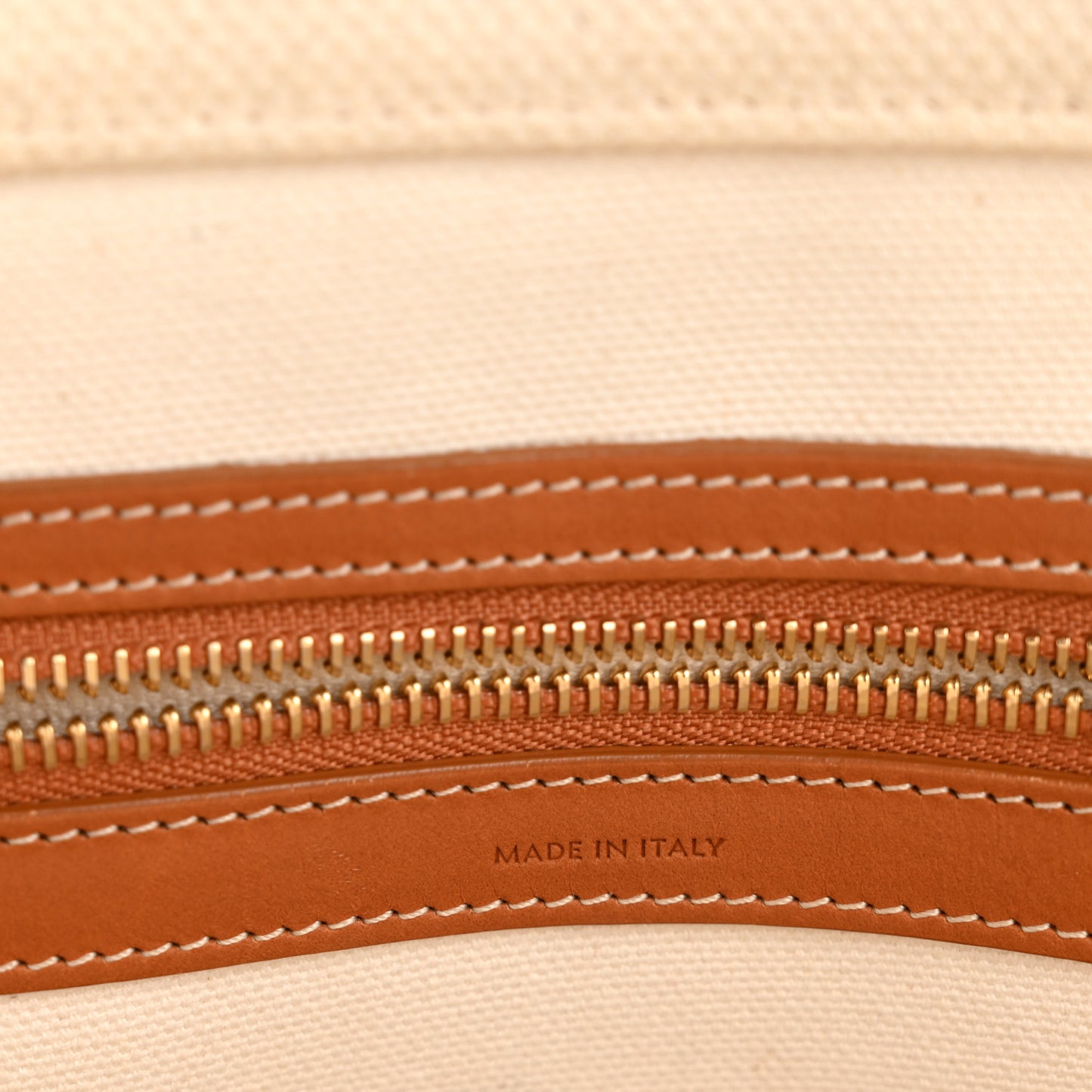 Canvas Calfskin Horizontal Cabas Natural Tan
