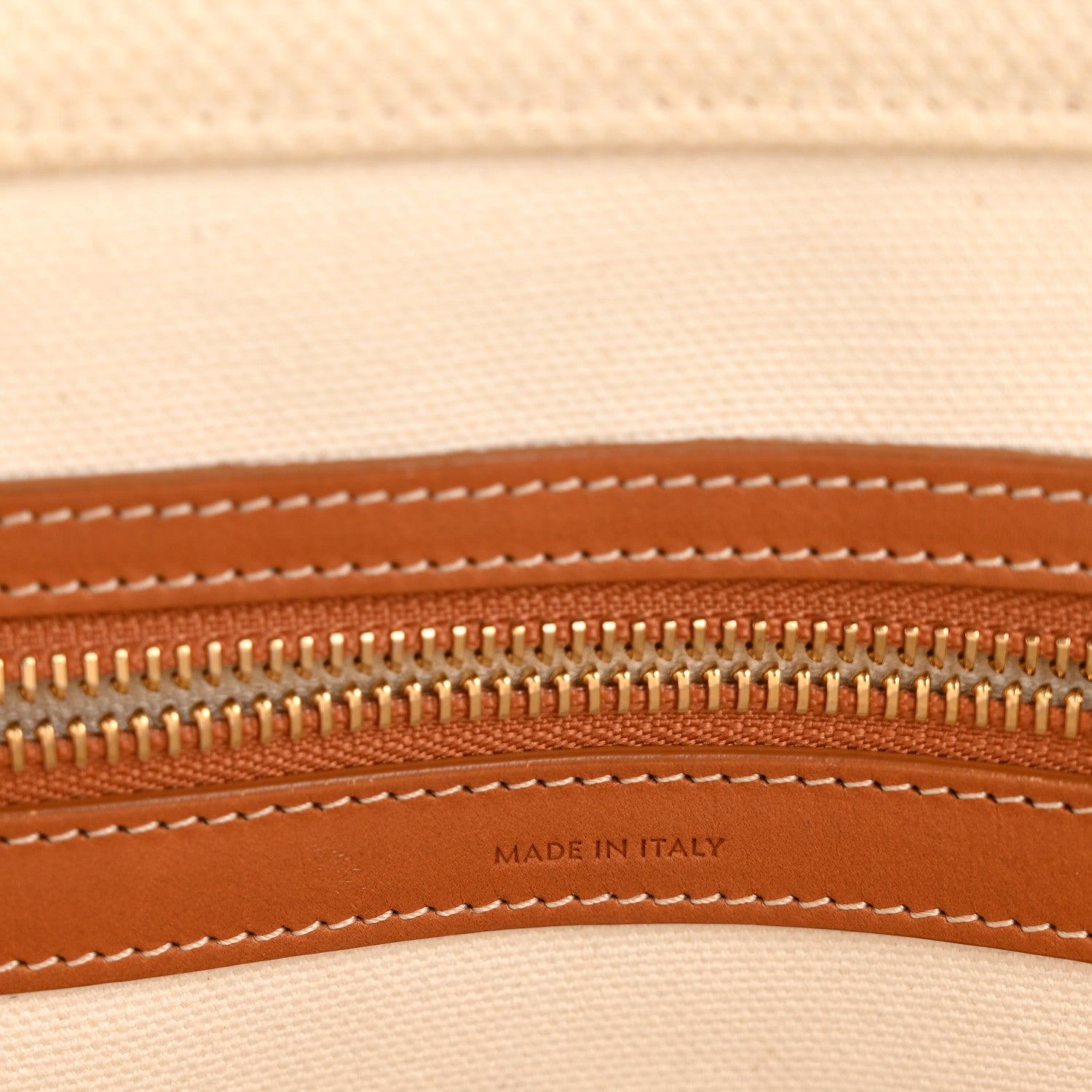 Celine Canvas Calfskin Horizontal Cabas Natural Tan 8 of 14