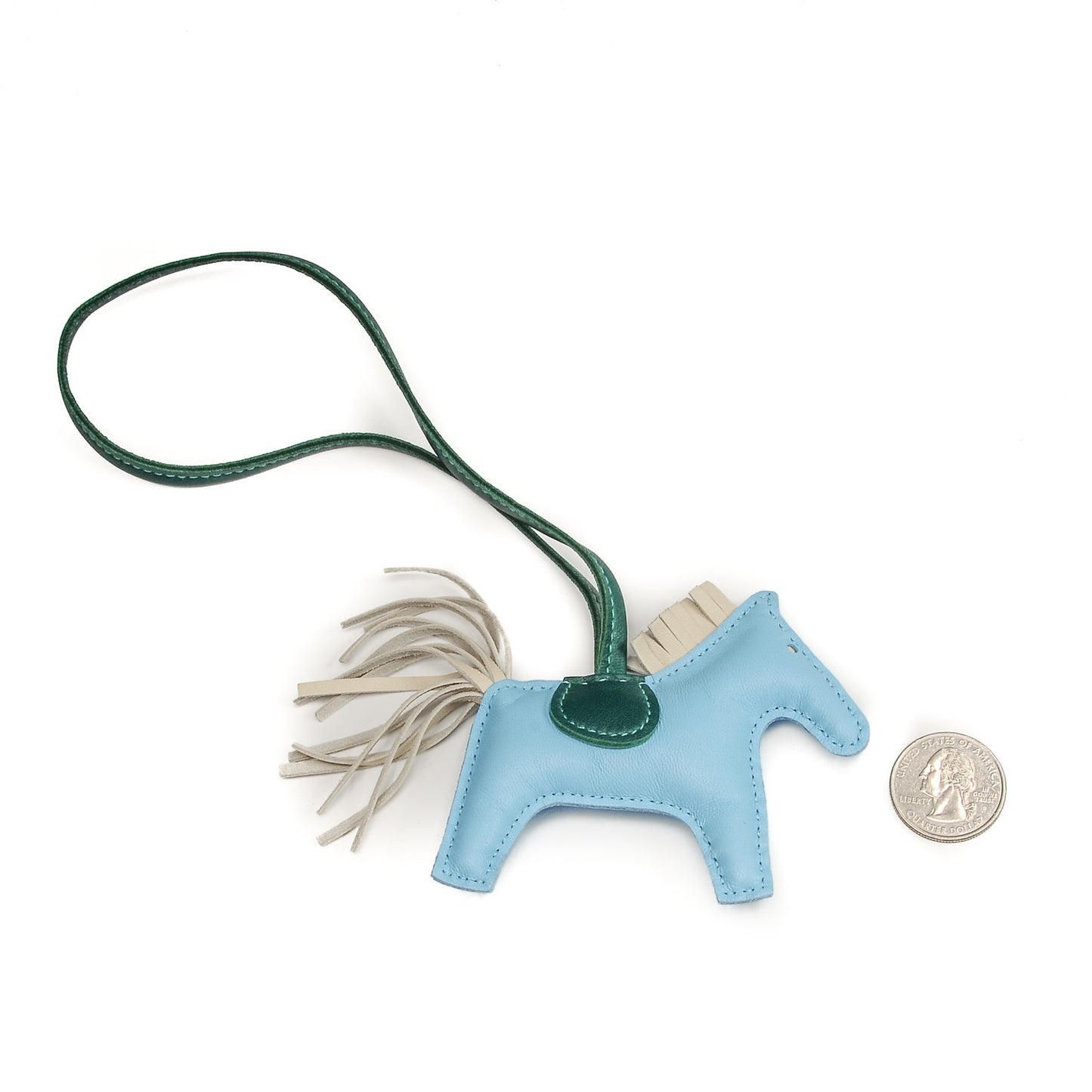 Milo Lambskin Grigri Rodeo Horse Bag Charm PM Celeste Malachite Craie