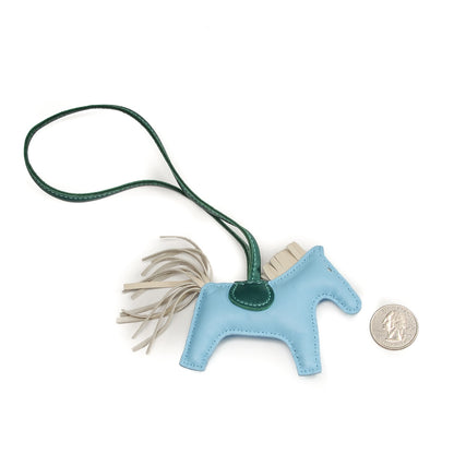 Hermes Milo Lambskin Grigri Rodeo Horse Bag Charm PM Celeste Malachite Craie 2 of 3