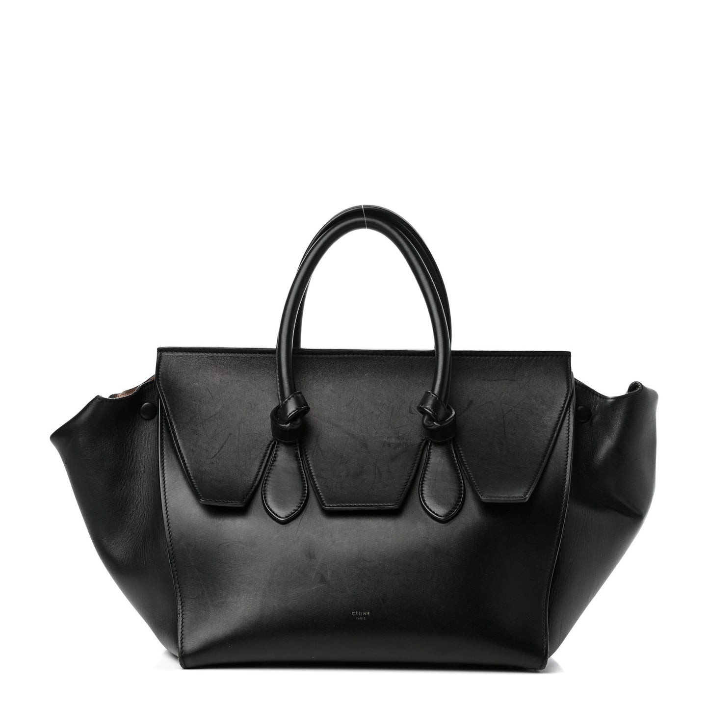Smooth Calfskin Small Tie Knot Tote Black