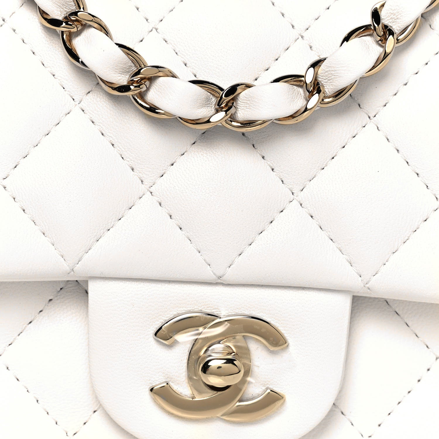 Chanel Lambskin Quilted Mini Rectangular Flap White 8 of 15