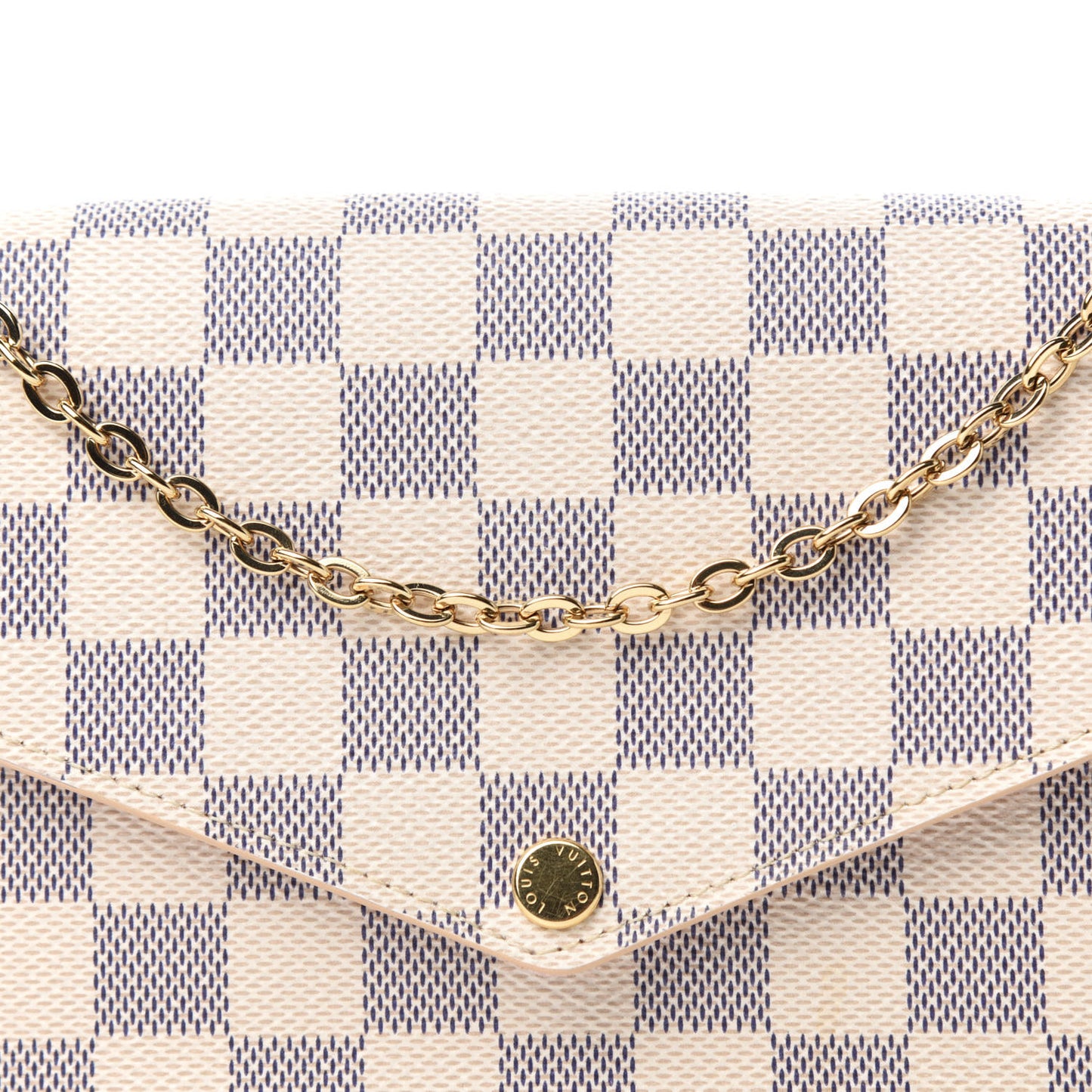 Damier Azur Pochette Felicie Chain Wallet Rose Ballerine